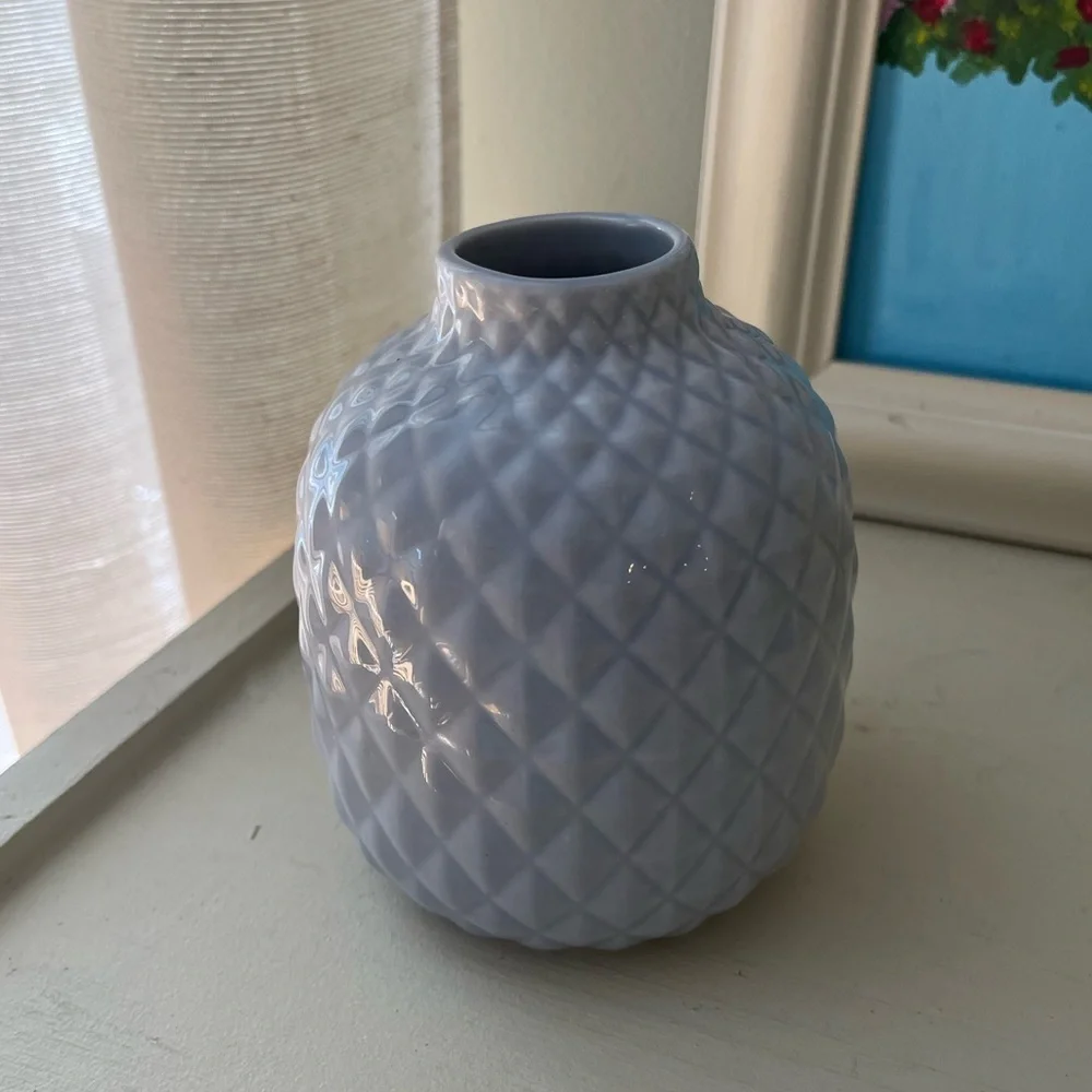 IKEA Textured Pale Periwinkle Ceramic Vase